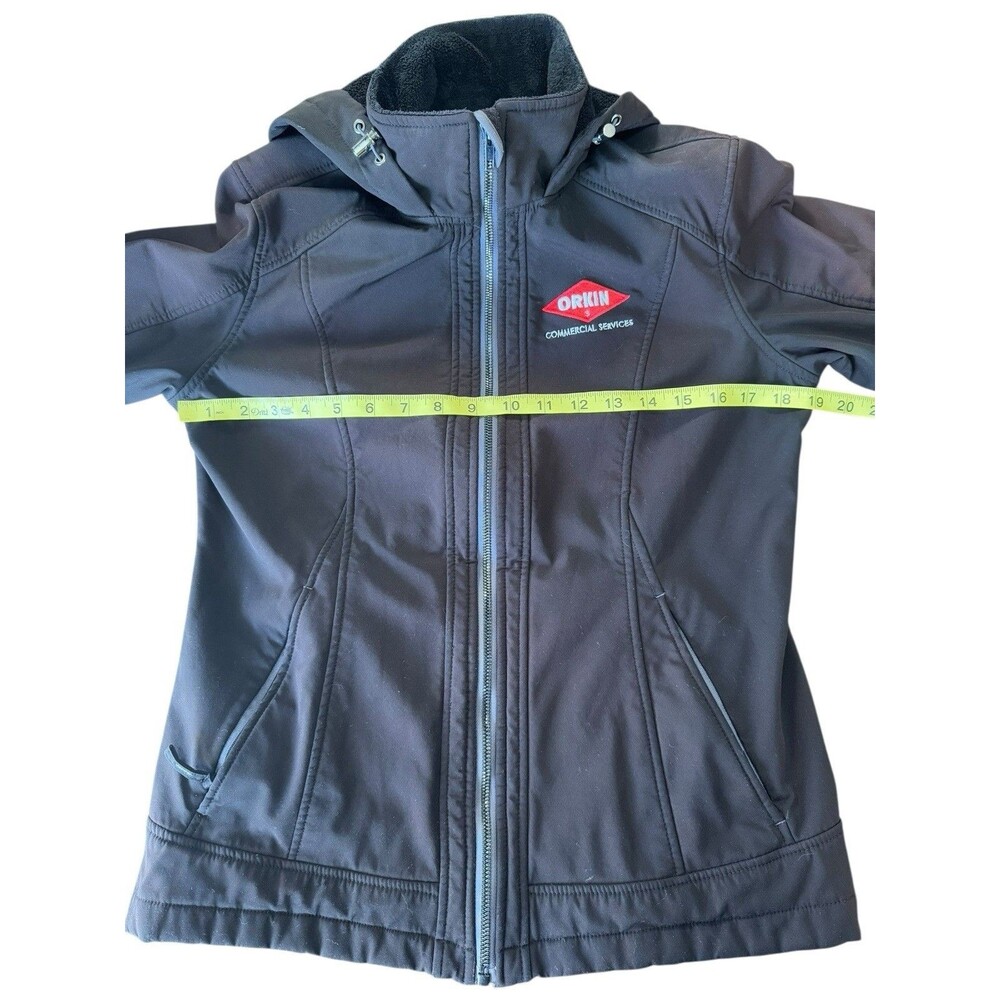 Orkin Employee Black Hooded Jacket Womens Medium Soft Shell Embroidered Logo - Picture 3 of 4